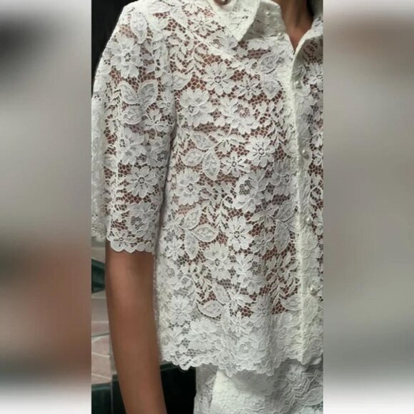 ZARA LACE CROP SHIRT - Picture 3 of 7
